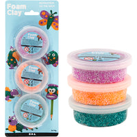 FOAM CLAY GRØN, LILLA, NEON ORANGE 3X14G
