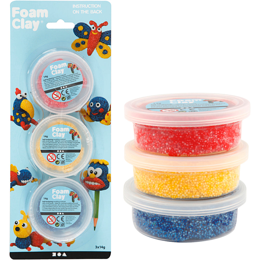 FOAM CLAY BLÅ, GUL, RØD 3X 4G