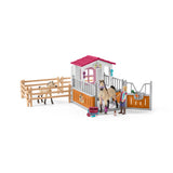Schleich horse stall with arab horses and groom