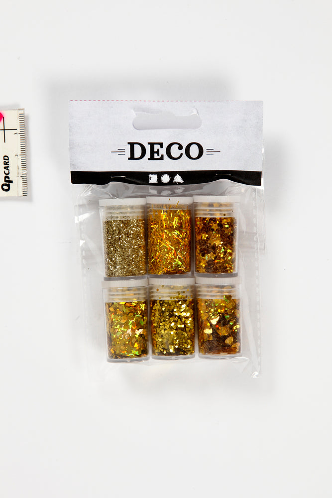 Glitter og pailletter 6x5g guld