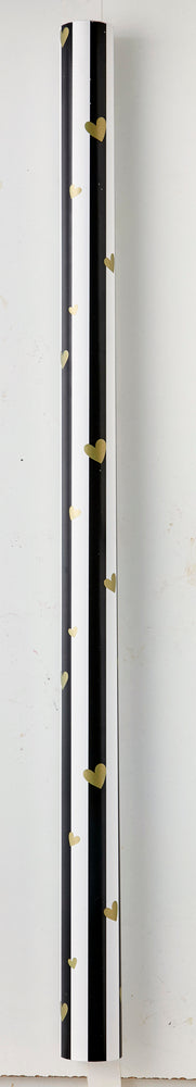 BOGBIND/GAVEPAPIR 70CMX2M STRIB/HJERTE HVID/SORT/GULD