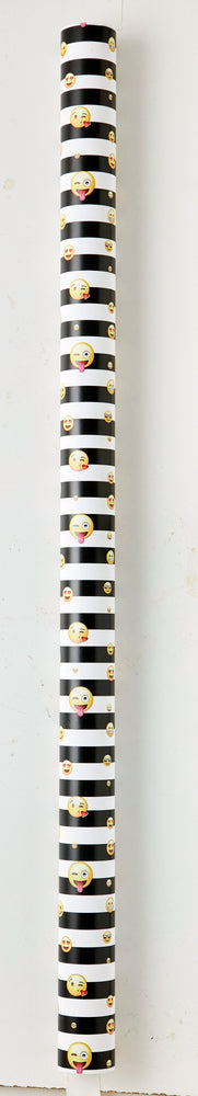 BOGBIND/GAVEPAPIR 70CMX2M SMILEY STRIBET SORT/HVID