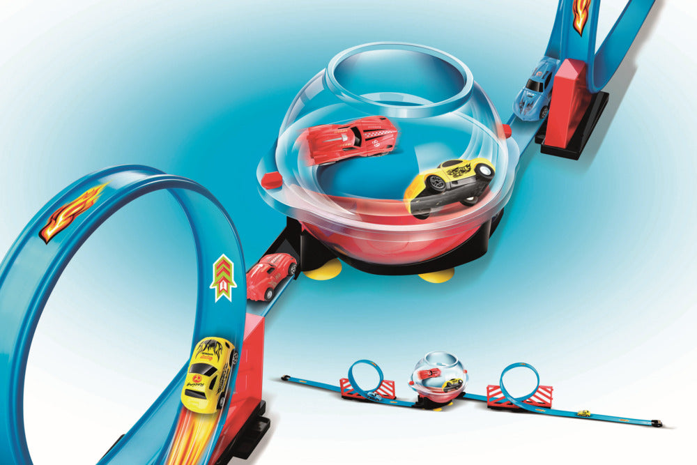 Pull back track racer med 2 biler 300cm