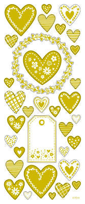 STICKERS GULD HJERTER 1ARK 33STK