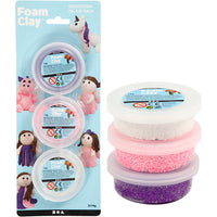 FOAM CLAY HVID, LILLA, PINK 3X14G
