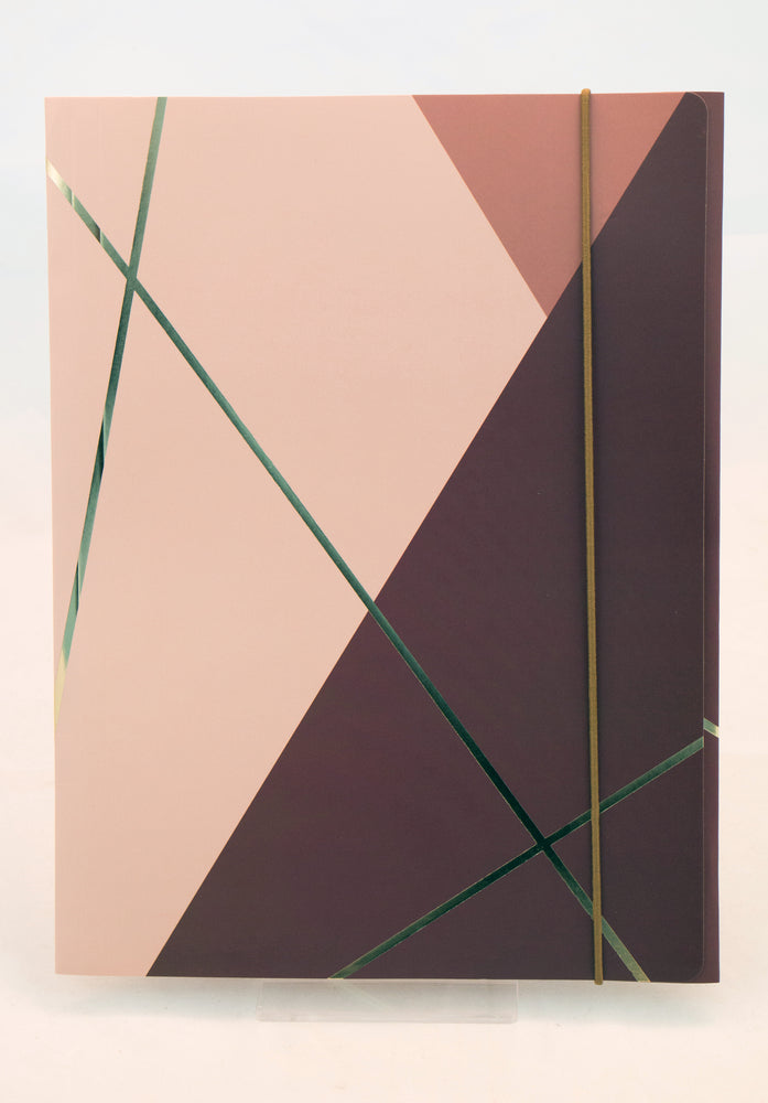 ELASTIKMAPPE A4 BORDEAUX/ROSA GULD FOIL