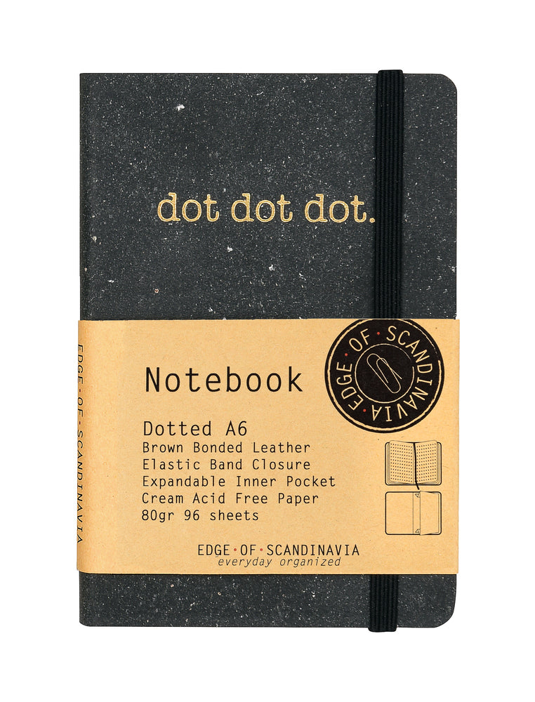 NOTESBOG DOTTED A6 SORT LÆDER