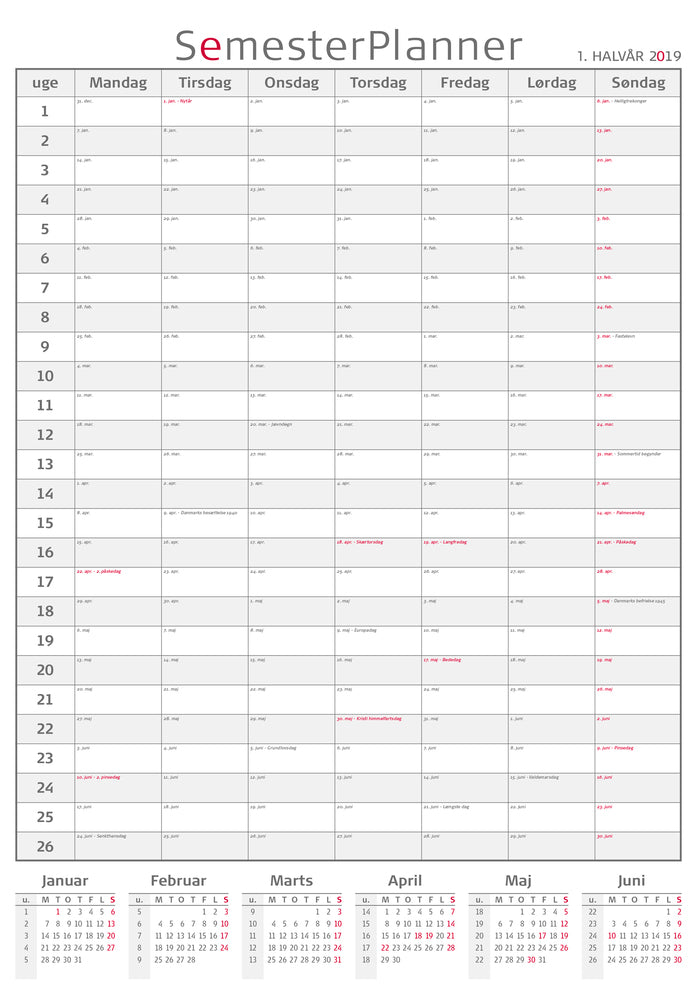 SEMESTERPLANNER MAY. 18/19 PAPIR RØR