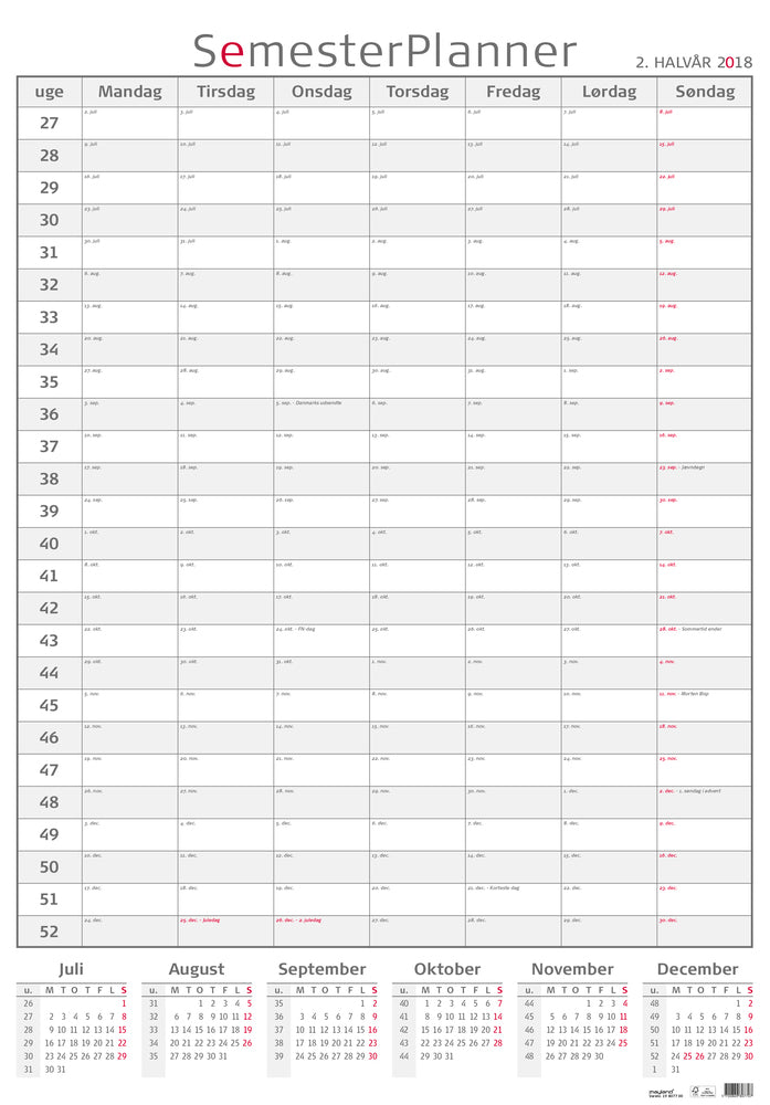 SEMESTERPLANNER MAY. 18/19 PAPIR RØR