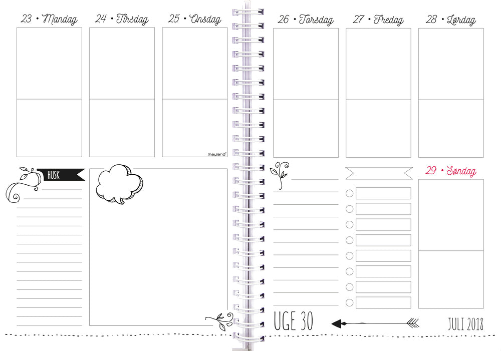 UGEKALENDER MAY. 18/19 A5 DOODLE HØJFORMAT