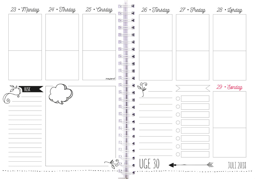 UGEKALENDER MAY. 18/19 A5 DOODLE HØJFORMAT