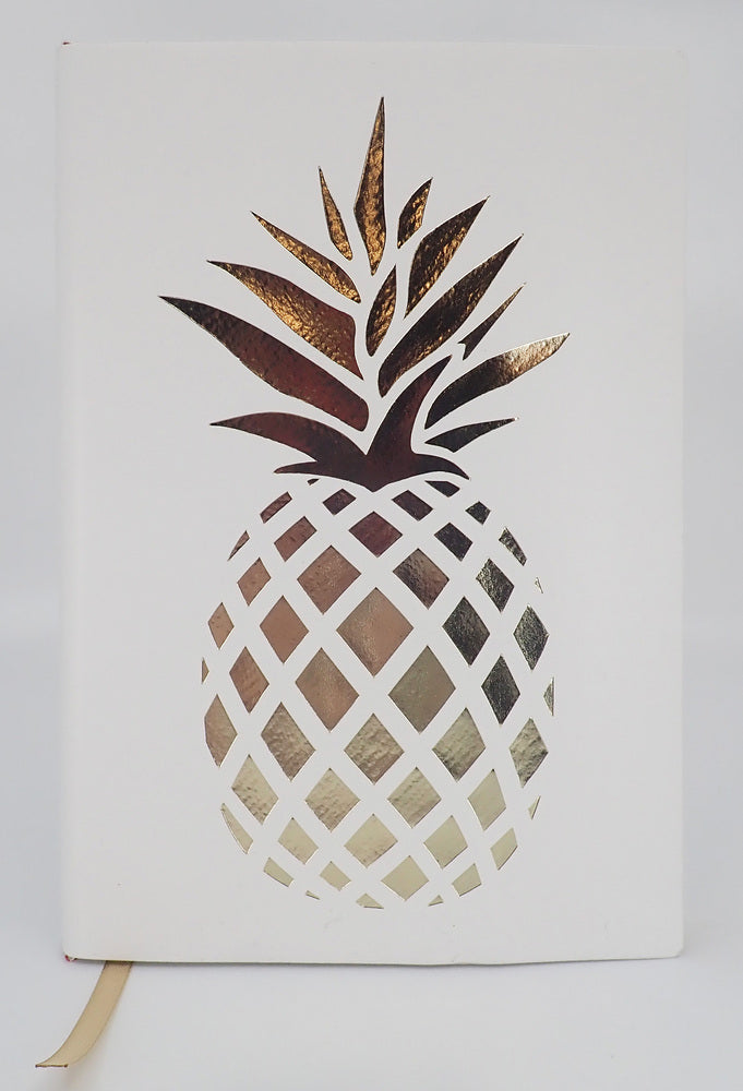 NOTESBOG A5 PU HVID ANANAS