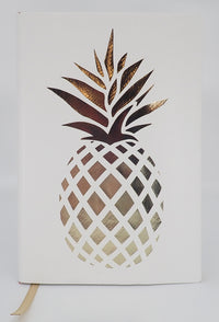 NOTESBOG A5 PU HVID ANANAS