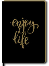 NOTESBOG A5 PU SORT ENJOY LIFE