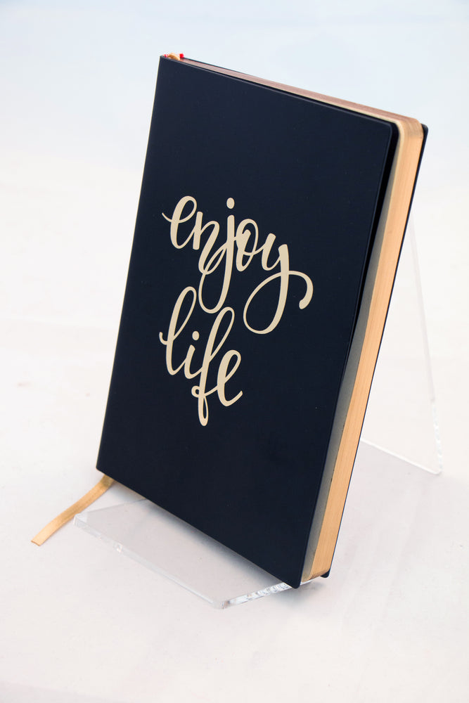 NOTESBOG A5 PU SORT ENJOY LIFE