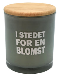 Duftlys med tekst i stedet for en blomst