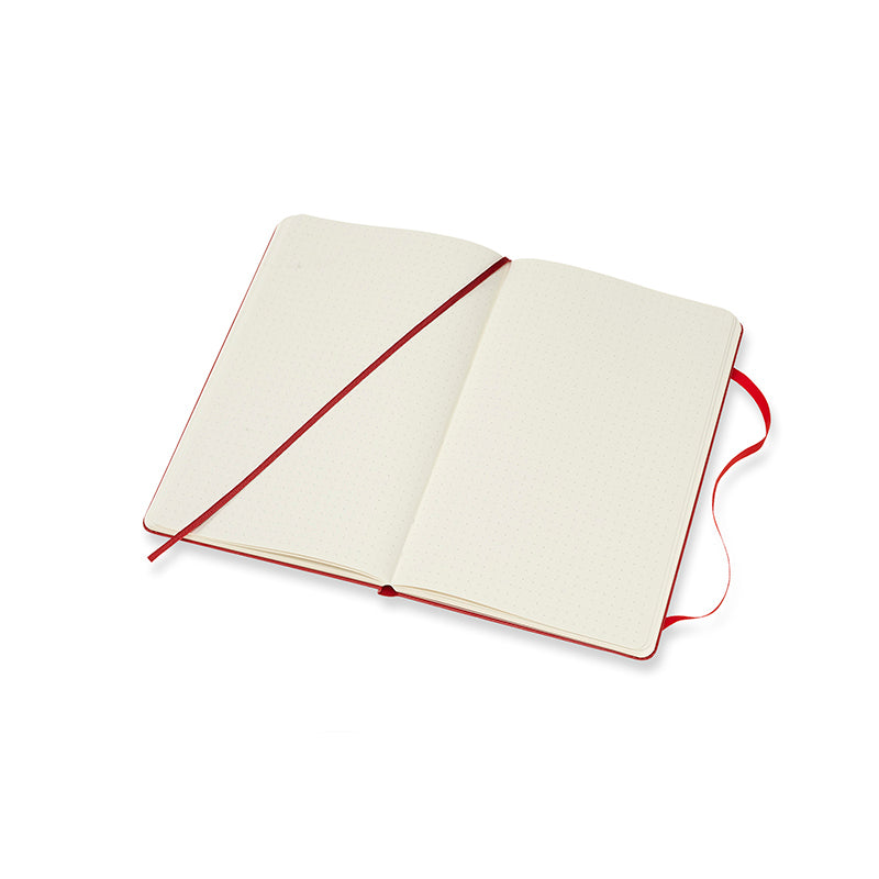 Notesbog Moleskine large rød m/240 prikket ark hard
