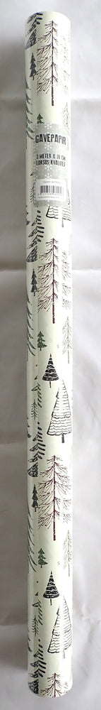 GAVEPAPIR CREME/BLÅ/GRØN/BORDEAUX JULETRÆ 3 M X 70 CM