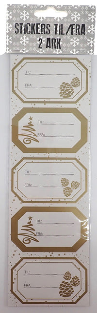 STICKERS TIL/FRA GULD KOGLE/JULETRÆ RAMME 2 ARK