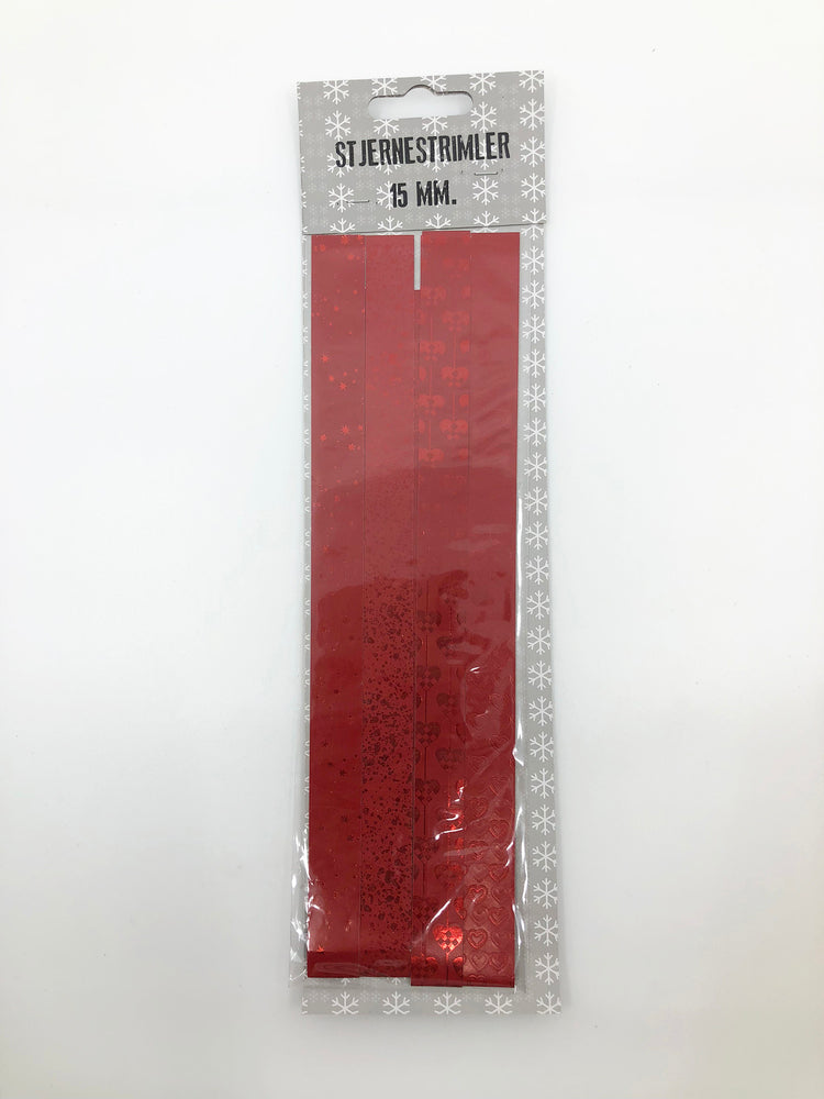 STJERNESTRIMLER RØD M/RØD FOIL 15 MM 24 STK