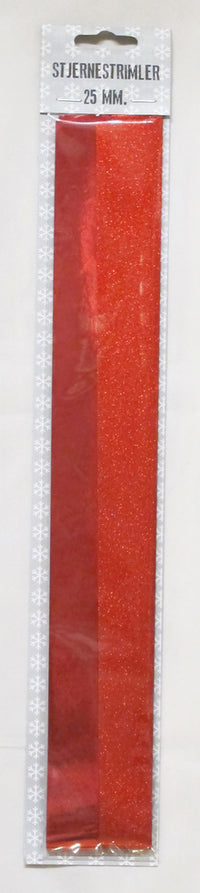 STJERNESTRIMLER GLITTER/METALLIC RØD 25 MM 20 STK