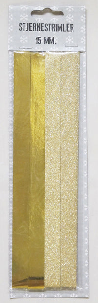 STJERNESTRIMLER GLITTER/METALLIC GULD 15 MM 24 STK