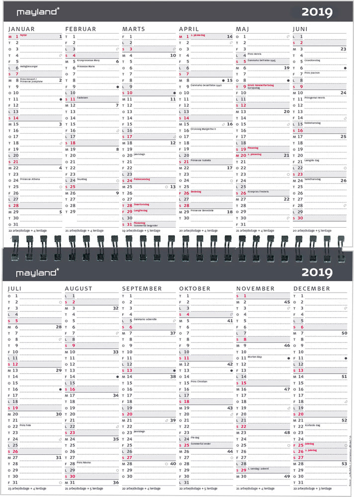10 ÅRSKALENDER A5  2019 MAYLAND