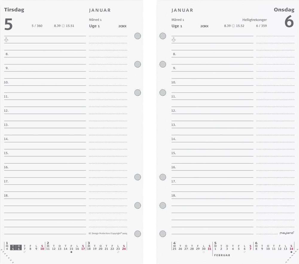 SYSTEM PP DAGKALENDER 27 MM RINGE MAPPE I SKIND SORT 2019 MA