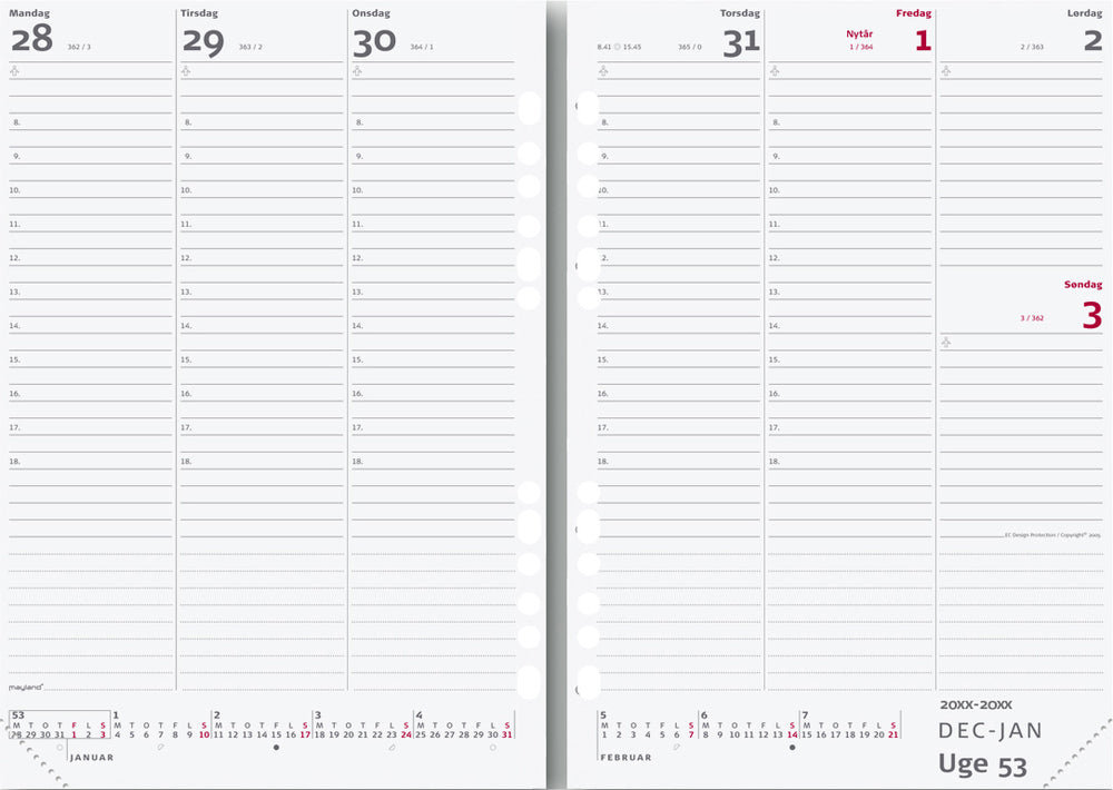 SYSTEM A5 UGEKALENDER MAPPE I SORT SKIND 2019 MAYLAND