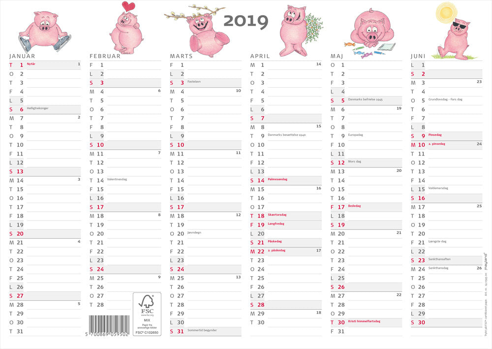 KONTORKALENDER A4 HUMOR  2019 MAYLAND