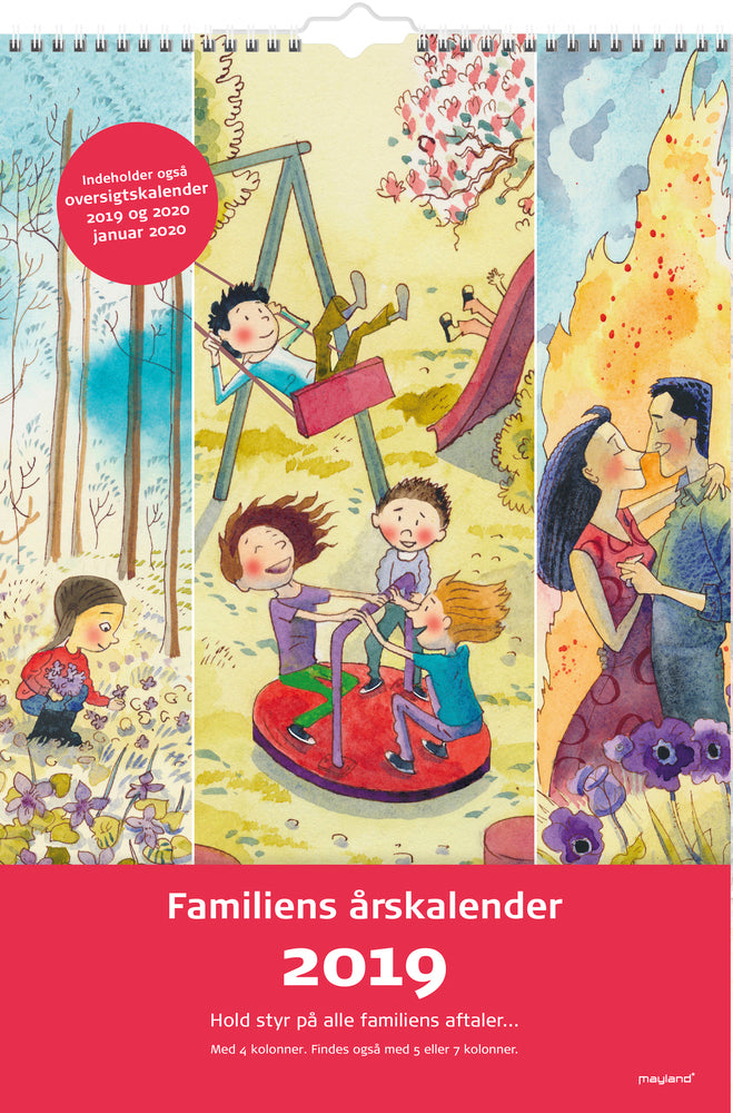 FAMILIE ÅRSKALENDER 4 KOLONNER, 2019 MAYLAND