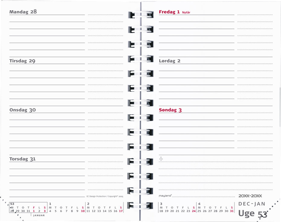 MINI PLANNER TVÆRFORMAT REFILL 2019 MAYLAND