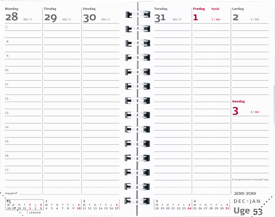 MINI PLANNER HØJFFORMAT REFILL 2019 MAYLAND
