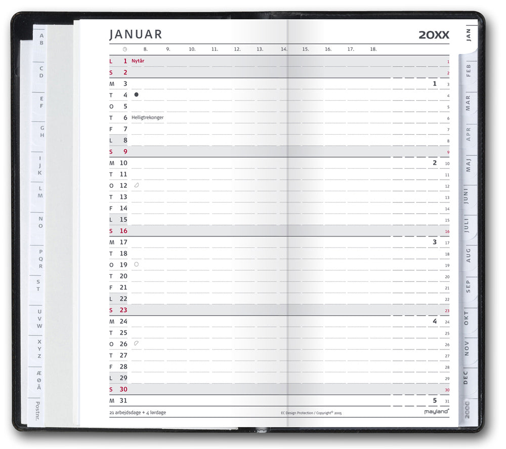 INDEX PLANNER MÅNED REFILL  2019 MAYLAND