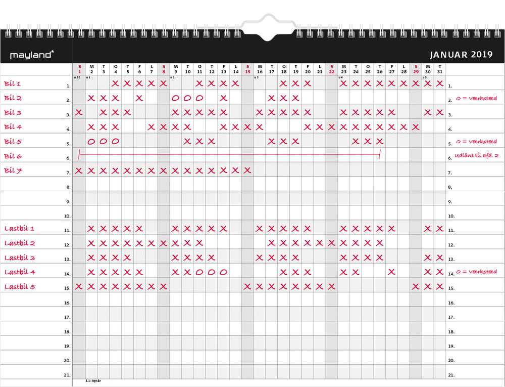 COMBI-PLANNER MÅNED  2019 MAYLAND