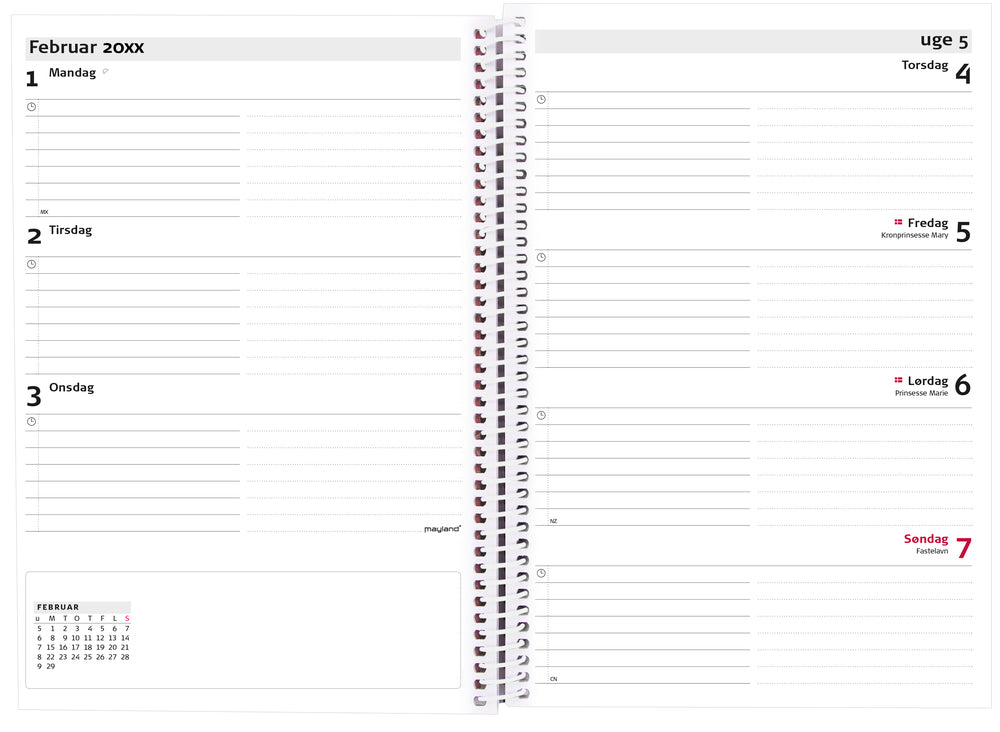A5 UGEKALENDER 4 ILLU.  2019 MAYLAND