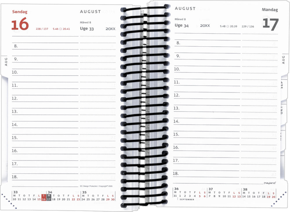 ECOLINE MINI SPIRALKALENDER 1 DAG SORT  2019 MAYLAND