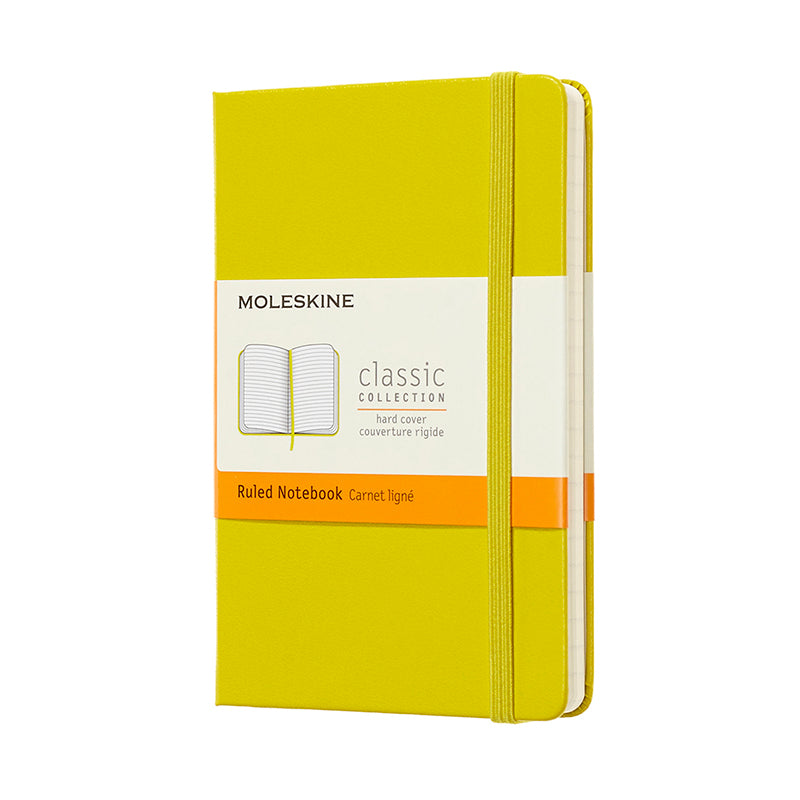 Notesbog Moleskine pocket gul m/192 linjerede ark hard