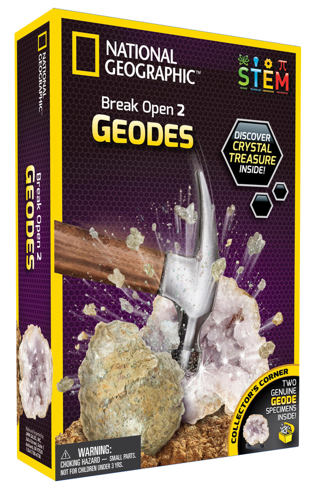 Break open 2 real geodes