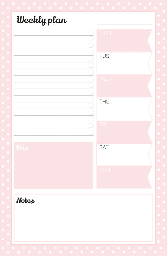 Weekly plan do it rosa m/magnet 15x23cm Mayland