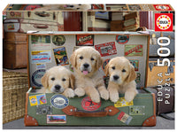 Puslespil puppies in the luggage 500 brikker