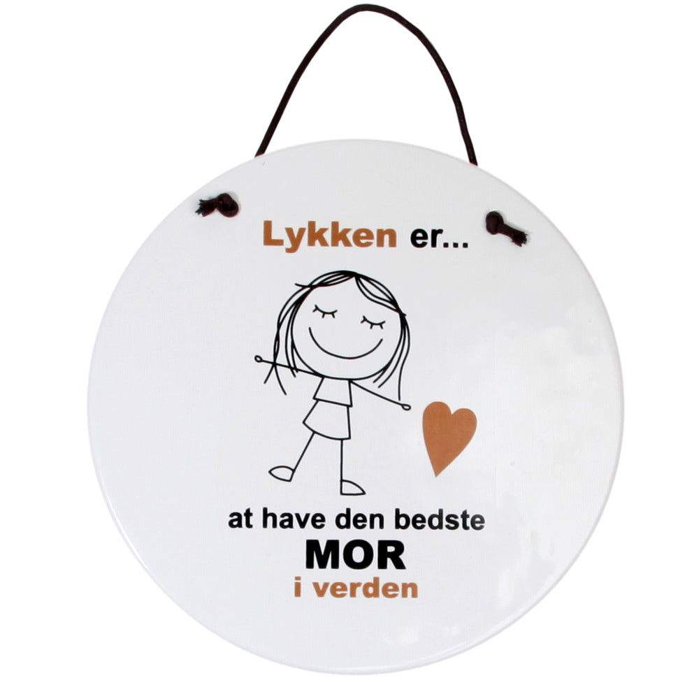 KERAMIK PLATTE MOR LYKKEN ER HVID
