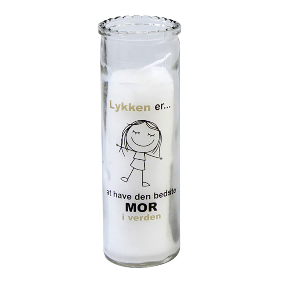 LYS I GLAS MOR LYKKEN ER PARAFFIN HVID