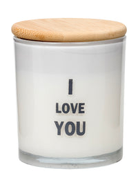 Duftlys med tekst i love you