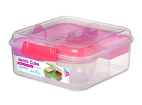 Madkasse pink med indsatser og yoghurtbæger 1,25 L