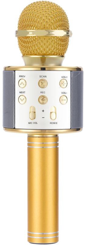 KARAOKE MIKROFON MED BLUETOOTH HØJTALER GULD