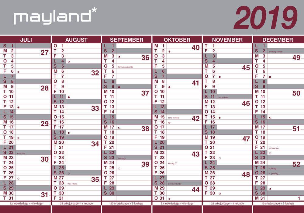 KÆMPEKALENDER MAY. 19/20 2X6 MDR. PAPIR