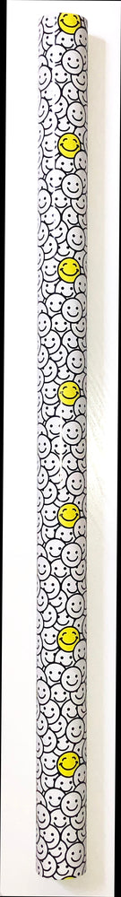 BOGBIND/GAVEPAPIR 70CMX2M SMILEY HVID/SORT/GULD