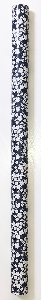 BOGBIND/GAVEPAPIR 70CMX2M BLOMSTER BLÅ/HVID