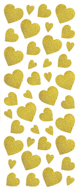 Glitter stickers 10x24 cm ca 84 stk guld hjerter 2ark